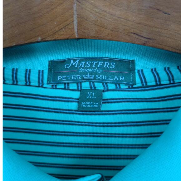 Masters Peter Millar Polo Shirt XL Green Stripe Golf Augusta National - Picture 4 of 4